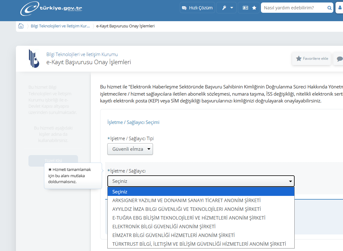 Sağlayıcı seçimi